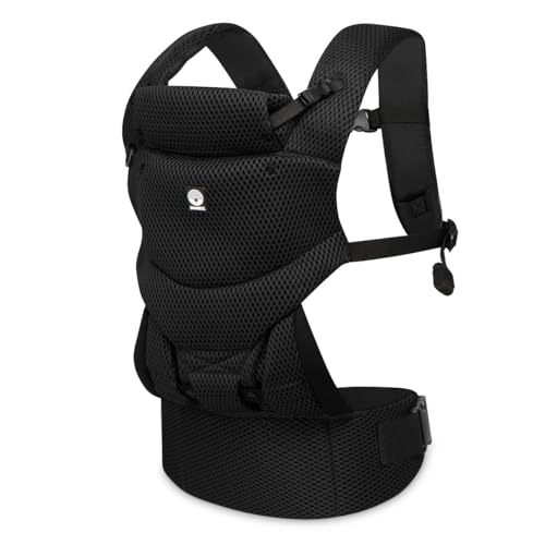 Dooky Carrier Urban Comfort, Babytrage Neugeborene ab Geburt, Ergonomische Babytrage 0-3 Jahre, 3.5-15 kg, M-Position, 3 Tragepositionen, Verstellbar, Atmungsaktiv, Baby Carrier, Schwarz