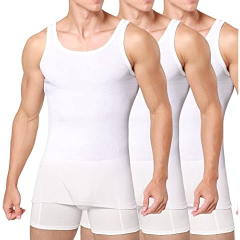 Unterhemd Herren 3/5/6er Pack Tank Top Baumwolle Männer Schwarz Weiss Mehrfarbig-Weiss-L Cover