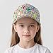 Kids Baseball Cap Alphabet Pattern Bright Fashion ColorfulAdjustable Breathable Golf Hat for Boys & Girls Age 3-8 White