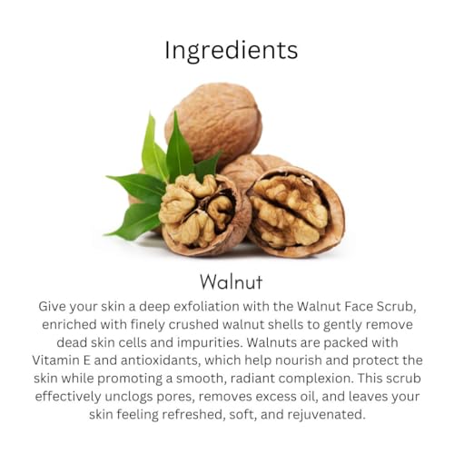 Image of Khadi Walnut Face Scrub 100 gm | Anitoxidants & Vitamin E | Nourishes & Brightens for Glowing Skin | For Dead Skin Cells & Clog Pores | All Skin Types | Exfoliating Scrub for Men & Women