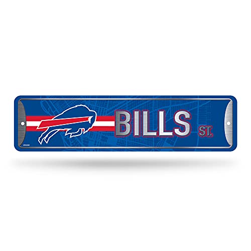 Rico Industries NFL Buffalo Bills Home Dcor Metal Street Sign (4 x 15) - Great for Home Office Bedroom & Man Cave - Made