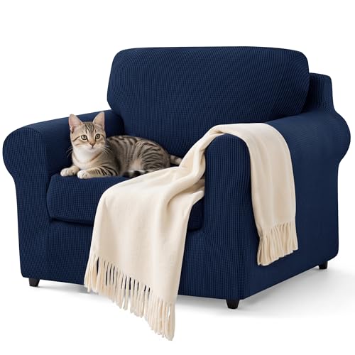 SUBRTEX 3 Pieces Stretch Sofa Slipcover Sets Couch Cover Sets Backrest Cushion Covers Furniture Protector Collection Set for Oversize Sofa Loveseat Chair Slip Covers(Small, Navy)