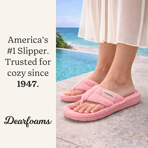 Image of Dearfoams Women's Melanie Colorblocked Microfiber Terry Thong Slipper