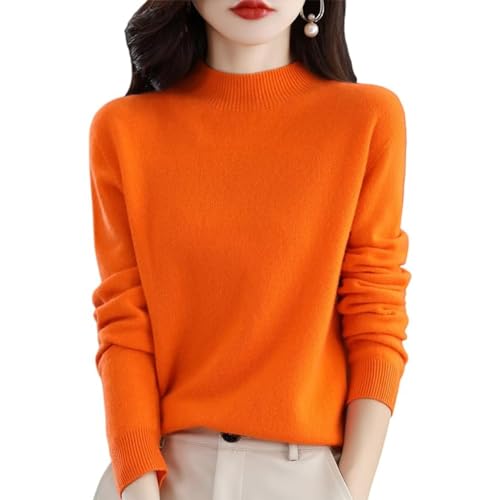 CzooM Suéter Para Mujer, Suéter De Cachemira Con Cuello Alto, Suéter Suelto Informal De Manga Larga, Te Mantiene Abrigado En Otoño E Invierno, Suéter De Punto Liso Y Elástico De Moda Urbana (Color :