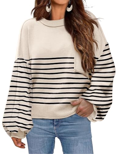 Image of Zeagoo Sweaters for Women 2025 Trendy Fall Fashion Oversized Lantern Long Sleeve Knitted Pullover Tops Outfits