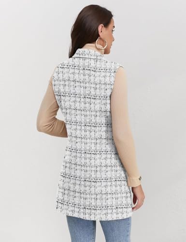Image of IDEALSANXUN Plaid Vest for Women Fall Winter Sleeveless Blazer Jackets