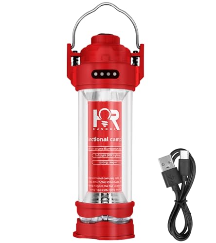 Image of DOTWISE Camping Lantern Rechargeable 3000mAh,Lanterns for Power outages Max 240LM Stepless Dimming&5 Modes Magnetic Base (Red)