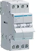 Hager SFT240 Wechselschalter 2-polig 2P 40A mittig Aus Fusskontakt oben ( SFT 240 )
