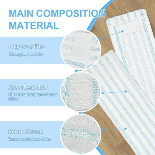 For Leifheit XL Cotton Mop Cover Replacement Pad – Microfiber For & Hard Floor Cleaning Cloth, Compatible with Telescopic/Aluminum/Stainless(2 PACK)