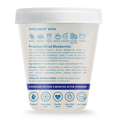 Image of the nutrition factory Premium California Blueberry 350 gram | Juicy | Dried | 99% Fat Free | Healthier Skin