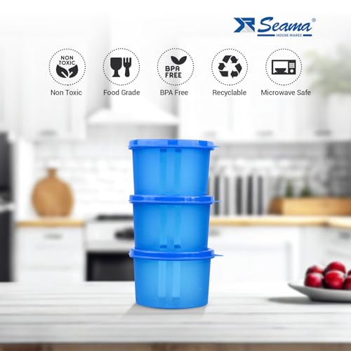 Image of Seama Flourax Airtight Food Storage Containers 550 ML (6 Pack) | BPA Free Food Grade Plastic | Leak Proof & Stackable Kitchen Storage Containers | Microwave & Dishwasher Safe Pantry Organizer