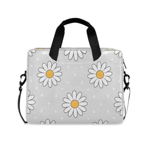 Bolsa de portátil con bolsillo de cremallera y estampado de margaritas