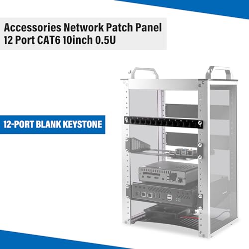 Image of GeeekPi 12 Port Patch Panel, 10inch 0.5U CAT6 Network Patch Panel for DeskPi RackMate T1 /T0 /T2 /T1 Plus /T0 Plus /TL1 and 10 Inch Server Rack /Network Cabinet