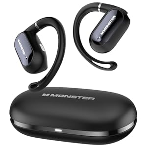 Monster Open Ear AC322, Bluetooth 5.4 Headset, 36H Battery Life, IPX5 Waterproof, Clear Communication, Ergonomic Design, Ear Angle Adjustable, Not Easy to Fall Off Wireless Bluetooth Headset.