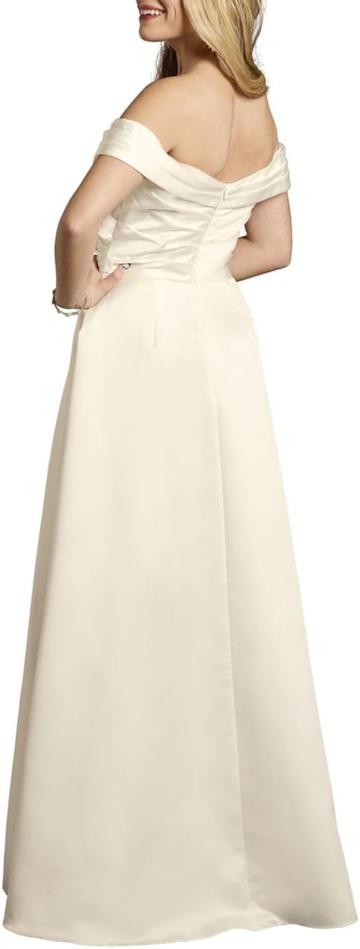 David's Bridal Off-The-Shoulder Satin Ball Gown Wedding Dress