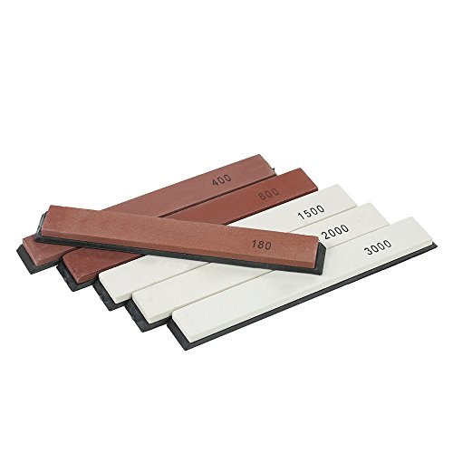 Decdeal 6 pçs/set Faca Afiação Afiador de facas de Pedra com Base Whetstone Set Mó para Facas 6