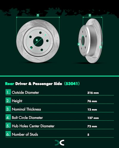 Image of SCITOO Rear Brake Rotors 2x Drilled & Slotted Brakes Rotors:53041