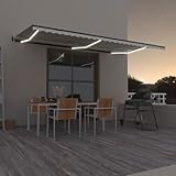 IKAYAA Toldo Motorizado 600 x 350 cm con Luces LED, Crema
