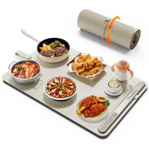 Image of Warming Mat for Food (24 inchx16 inch) - iTRUSOU 3-Year Classic Electric Warming Tray with 3-Level Temp Control, Rapid Heating 250W Energy-Saving - Rollable Large Food Warming Mat for Parties & Buffet