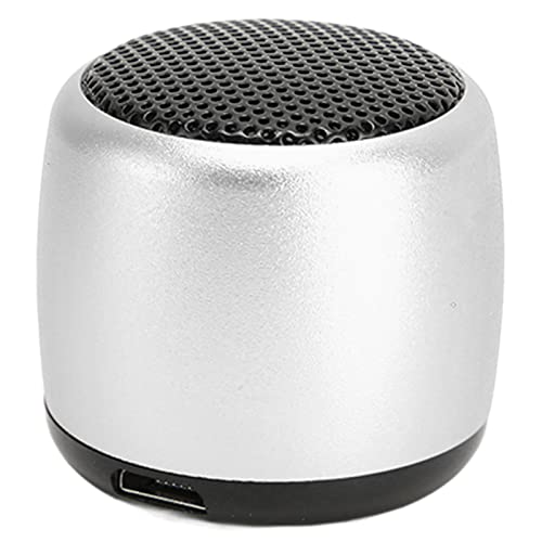 Pequeño Altavoz Inalámbrico, Subwoofer Pesado de Carga USB Material de Metal Mini Altavoz para Teléfono PC (Plata)