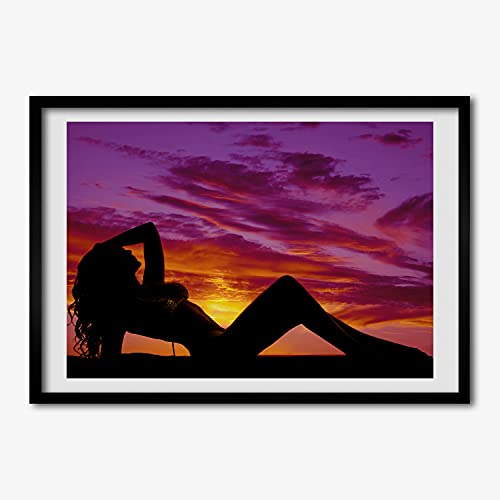 Cadre en bois 70x50 Tulup avec affiche de silhouette féminine moderne pour embellir votre intérieur
