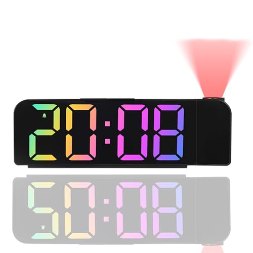 AONAT Reloj Despertador de Proyección Digital para Techo de Dormitorios, LED Reloj Despertador Digital con Proyector 180°, Brillo Ajustable, Relojes Proyector Techo para Dormitorio, Oficina