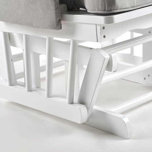 Schaukelstuhl mit Hocker - Verstellbare Rückenlehne, Stillsessel und Fernsehsessel, Stillstuhl Funktion, Ideal für Jedes Wohnzimmer, Naturholz Sessel Grau Weiß, Lesesessel mit Liegefunktion (Grau) – Bild 6