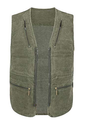 Image of Spanye Mens Safari Travel Photo Vest Outdoor Fishing Multi Pocket Jacket Beige
