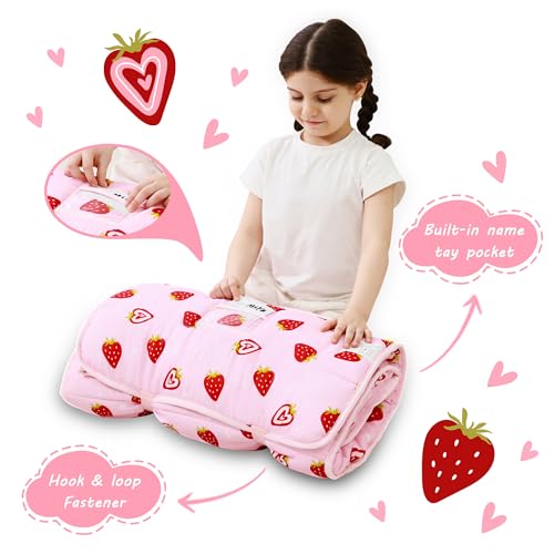 Image of Lasoftan Toddler Nap Mat with Pillow and Blanket, Extra Large Rolled Napping Mats,Slumber Bags for Boys Girls,Kids Sleeping Bag for Daycare, Preschool Travel Camping