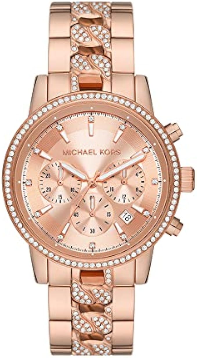 Michael Kors Women's Ritz Stainless Steel Watch With Crystal Topring