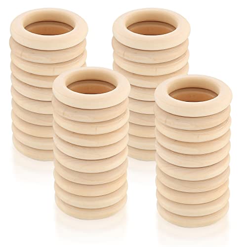 40 Pezzi Anelli in Legno Naturale per Decorazioni, Artigianato, Creazione Gioielli, Macramè Fai Da Te - Connettori Pendenti 55mm