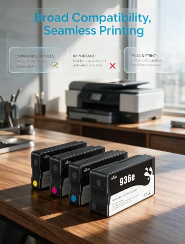 Image of MS.R 936e 936XL Remanufactured Ink Cartridges 4-Pack for HP Printers