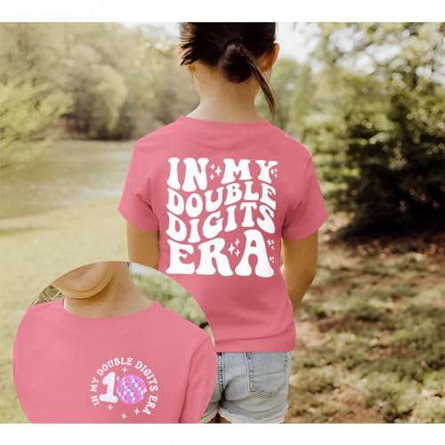 Image of IZYJOY in My Double Digits Era Shirts Girls 10th Birthday T-Shirts 10 Years Old Birthday Party Short Sleeve Summer Tee Tops