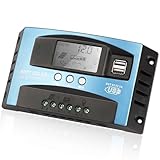 TCEUMIK 30A MPPT Solar Charge Controller for Lead-Acid/Lithium-Ion/Lithium Iron Phosphate Battery 12V/24V Auto Intelligent Regulator Solar Panel Battery Controller with LCD Display Dual USB Port