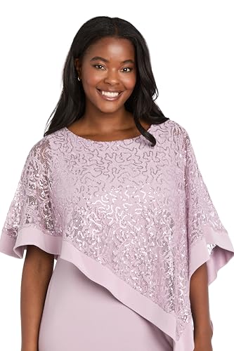 Image of R&M Richards Women's Sequin Lace Poncho Overlay Sheath Dress for Wedding Guest, Cocktail Attire & Evening Occasions