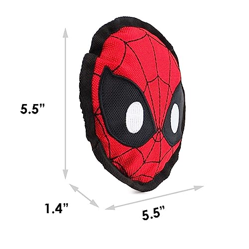 Buckle-Down Dog Toy, Marvel, Ballistic Squeaker Spider-Man Face Red Black White, 8 Inches x 8 Inches - Image 4