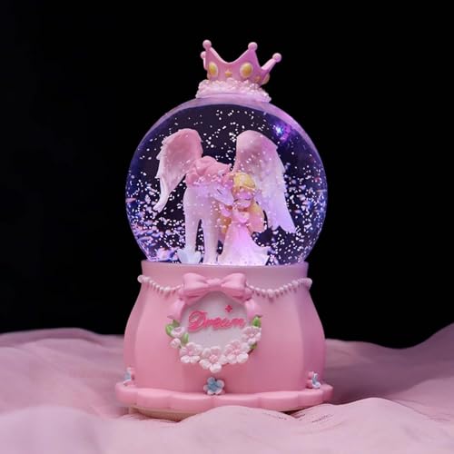 VGASHARE Youre My Princess Snowflake Glass Globe Unicorn Princess Snow Globe with Music Snow Globe Gift for Girls Daughters Ladies Girlfriends Automatic Snow Drift (4 * 6.3inch) (Pink)