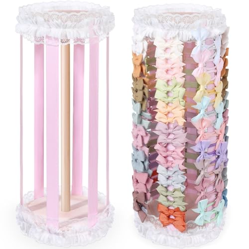 POVETIRE Bow Holder for Girls Hair Bows,Pink Hair Bow Organizer, Hair Clips Stand Hair Accessories Rack Display Decors Baby Nursery Toddler Girls Room