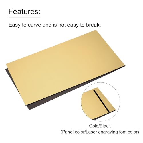 Image of MECCANIXITY ABS Engraving Double Color Sheet 7x11inch Gold /Black for Badge, Sign, DIY Carving Pack of 12