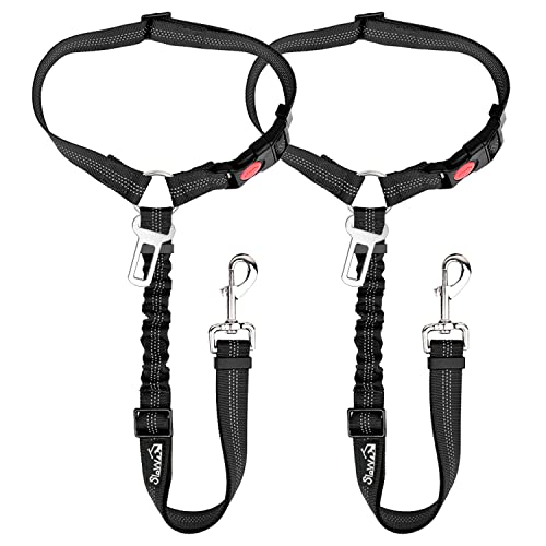 Lukovee Hunde-Auto-Sicherheitsgurt, 2 Stück, Kopfstützen-Sicherheitsgurt, Reisen, den täglichen Gebrauch (Schwarz N) Cover