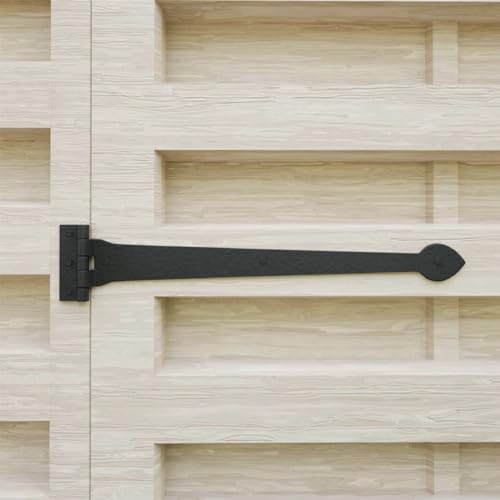 Image of Renovators Supply Manufacturing Black Wrought Iron Heart Style Strap Hinge 18 Inch, Flush Mount Spade Tip Gate & Door Hinge, Rust Resistant Powder Coat Finish