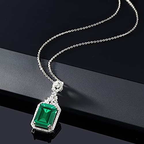 Gem Stone King US_JWE_B07CYSRQHN 925 Sterling Silver Green Simulated Emerald Pendant Necklace thumb #4