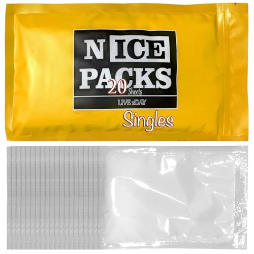 Image of Nice Packs Reusable Dry Ice Packs for Cooler & Lunch Boxes, 20 Single Cells | 20 Long Lasting Flat Ice Pack Sheets - Flexible Freezer Packs for Shipping Frozen Food, Ice Blankets for Food