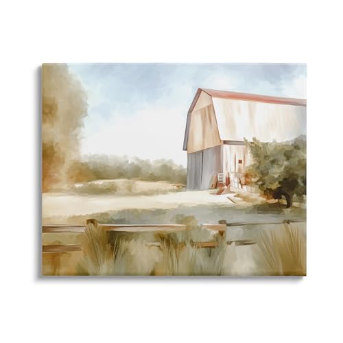 Image of Stupell Industries Barn in Rural Farmland Canvas Wall Art by Amy Hall | Stupell Industries | 20 x 16 Inches, Easy to Hang and Sturdy, Made in USA, by Amy Hall