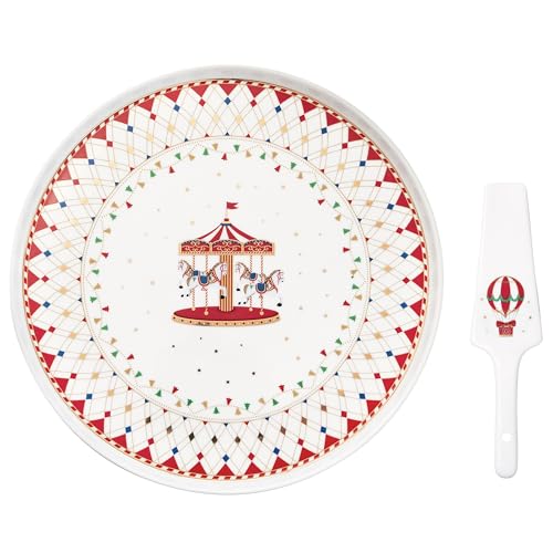 MamboCat Christmas Wonderland - Piatto rotondo in porcellana con decorazione natalizia, diametro 32 cm, per biscotti, cake pop, cupcakes & Co