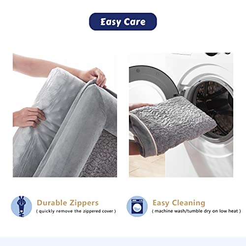 Western Home Large Orthopedic Dog Beds For Large/Extra Large Dogs, Eggs Crate Foam Large Pet Bed With Waterproof Washable Cover Faux Fur Velvet Sofa Dog Bed, Grey #TOP5