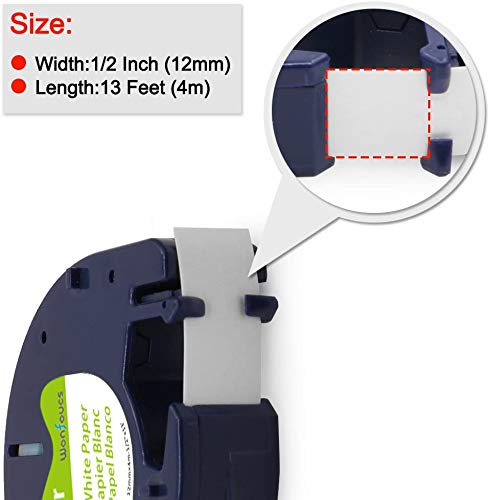 Wonfoucs 3-Pack Label Maker Paper Replacement For Dymo Label Maker Refills 91330 Self-Adhesive White Paper Label Refill 12Mm X 4M 1/2 X 13 Work With Dymo Letratag Label Makers Lt-100H Lt-100T Qx50 #TOP2