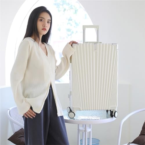 Suitcase Luggage Durable Trolley Case Aluminum Frame Boarding Case Universal Wheel Dry And Wet Separation Suitcase Luggage(Plateado)2