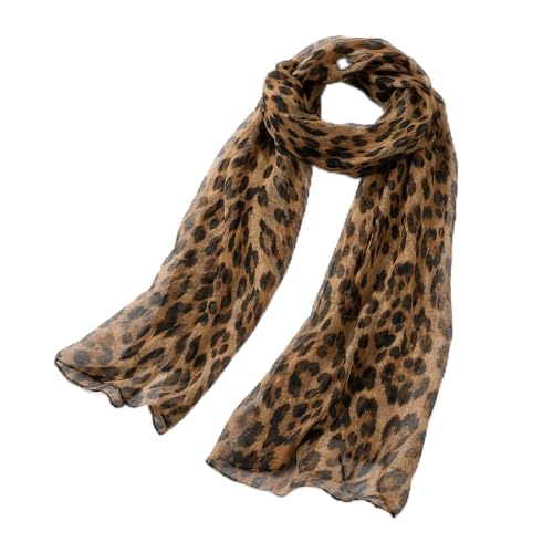 Image of Aiiweuc Leopard Print Scarf, Lightweight Silky Scarf for Women, Brown