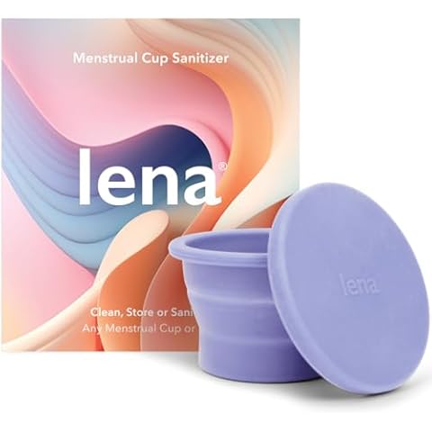 Lena Menstrual Cup Sterilizer Case, Compact, Collapsible Silicone Container for Cleaning Period Cup & Menstrual Disc, Travel, Home and Dorm, Menstrual Cup Cleaner, Feminine Care, Light Purple Cover